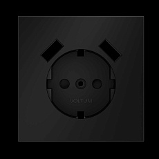 Накладка для розетки с заземлением и защитными шторками с USB A+A S70 (черный матовый) Voltum VLS000908 1