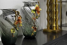 Ваза стеклянная зеленая с цветком 55RV6816L  1