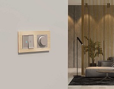 Комплект механизма 2-кл выключателя AMBRELLA VOLT с подсветкой 10000K ALFA Серо-бежевый матовый QUANT (AP3640, VM115, G17B) MA364020 3