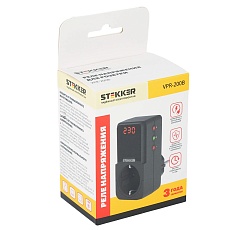 Реле напряжения для розетки регулируемое Stekker VPR-200B, 230В,16A,черный 50690 3