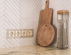 Комплект механизма электрической розетки AMBRELLA VOLT ALFA Бежевый глянец 2USB A+C 20W (быстрая зарядка) с/з QUANT (AP3100, VM160) MA310010 3