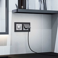 Розетка Werkel Hammer влагозащищенная с заземлением с защитой крышкой и шторками серебряный W1271206 4690389162862 3