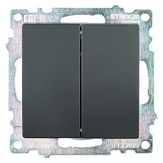 Выключатель двухклавишный Stekker Катрин черный GLS10-7104-05 39606
