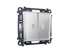 Комплект механизма 2-кл проходного выключателя AMBRELLA VOLT с подсветкой 5600K ALFA Серебро глянец QUANT (AP4040, VM120, G25W) MA404035