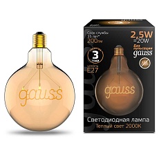 Лампа светодиодная филаментная Gauss E27 2,5W 2000K золотая 175802003 4