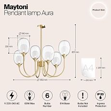 Подвесная люстра Maytoni Aura MOD016PL-06BS 1