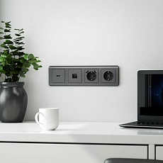 Накладка для розетки USB Werkel графит рифленый W1179504 4690389158667 1