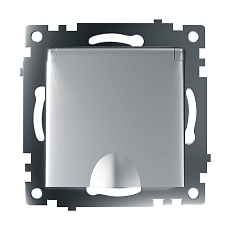 Розетка 2P+PE Stekker Катрин со шторками крышкой серебро GLS16-7112-03 39580 2