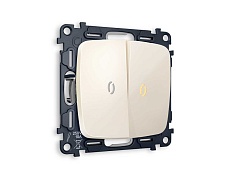 Комплект механизма 2-кл выключателя AMBRELLA VOLT с подсветкой 3200K OMEGA Бежевый глянец QUANT (OP3040, VM115, G11Y) MO304010