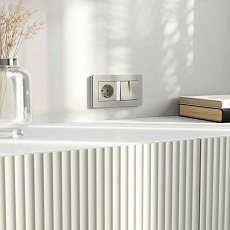 Выключатель двухклавишный проходной с подсветкой (дымчатый) W1222104/ a069459 1