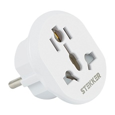 Адаптер-переходник для евровилки с/з, ультраплоский, Stekker ADP16-06-20W, 250В, 16A, IP20,белый 50412