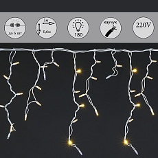 Cветодиодная гирлянда Sneha бахрома 230V теплый белый мерцающий A-507 WW/W FLASH