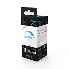 Лампа светодиодная диммируемая Gauss E14 7W 6500K матовая 105101307-D 1