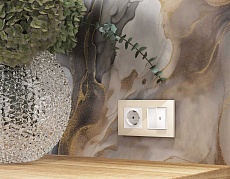 Комплект механизма 2-кл проходного выключателя AMBRELLA VOLT с подсветкой 5600K ALFA Белый глянец QUANT (AP1040, VM120, G25W) MA104035 3