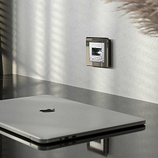 Лицевая панель Werkel Hammer для двойной розетки Еthernet RJ-45 серебряный W1291106 4690389163159 1