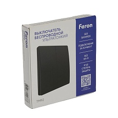 Выключатель двухклавишный беспроводной Feron Smart черный TM92 51027 3