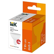 Лампа светодиодная IEK GU5.3 7W 3000K матовая LLE-MR16-7-230-30-GU5 1