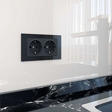 Розетка Werkel двойная с заземлением черный матовый W1172008 4690389156922 1