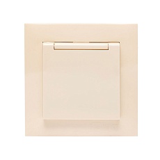 Валенсия розетка 1-местная с/з 16А кремова с крышкой и защ. штор. EKF EWV10-124-20