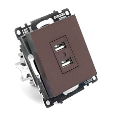 Розетка двухместная USB Stekker Катрин шоколад GLS10-7115-04 49027 5