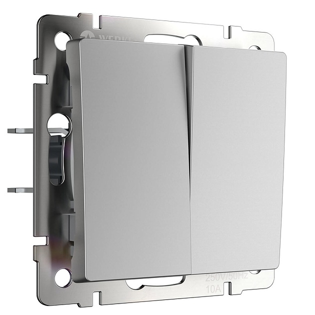 Выключатель Werkel двухклавишный проходной серебряный W1122006 4690389155963 Фото № 1