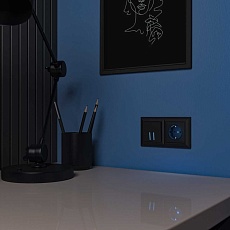 Розетка Werkel с/з с подсветкой черный W1171408 4690389171727 4