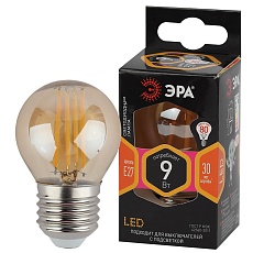 Лампа светодиодная филаментная ЭРА E27 9W 2700K золотая F-LED P45-9w-827-E27 gold Б0047025 1