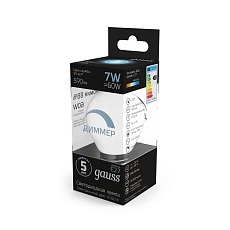 Лампа светодиодная диммируемая Gauss E27 7W 4100K матовая 105102207-D 1