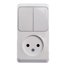 Блок розетка-выключатель Systeme Electric Этюд белый BPA16-205B