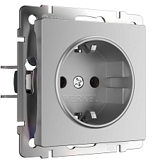 Розетка с заземлением Werkel серебряный W1171006 4690389157707