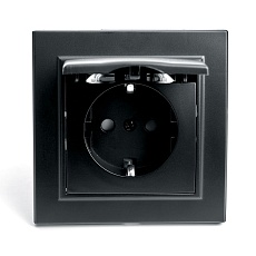 Розетка 2P+PE Stekker Эрна со шторками крышкой черный PST16-9012-03 39481 4