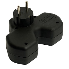 Разветвитель сетевой 3-местный с/з Stekker ADP16-13-21, 250V,16A, ABS огнеустойчивый пластик, черный 50108 3