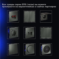 Выключатель с самовозвратом встраиваемый Voltum S70 одноклавишный 10А, (титан) VLS010606 3